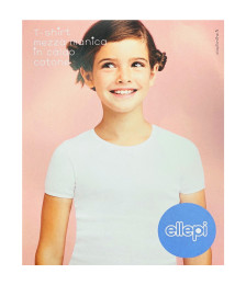 3 pezzi Maglietta mezza manica bambina Ellepi in cotone garzato: art. BA4281 colore bianco