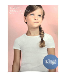 3 pezzi Maglietta intima mezza manica bambina Ellepi in cotone: art. BA4290 colore bianco