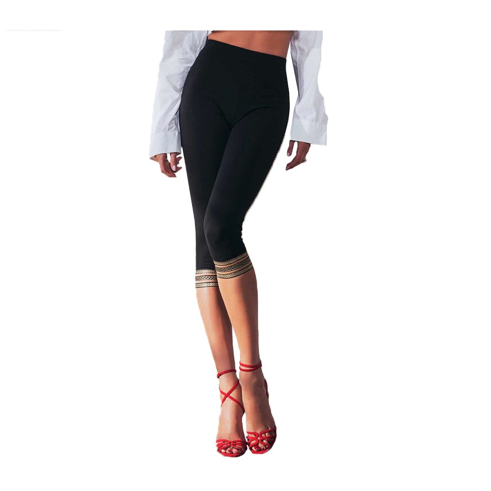 Jadea leggings pinocchietto nero in cotone elasticizzato