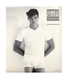 Enrico Coveri 3 pezzi T-shirt da uomo scollo V manica corta in cotone interlock colore bianco, nero e assortito