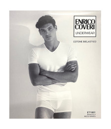 Enrico Coveri 3 pezzi T-shirt da uomo scollo a V manica corta in cotone bielastico colore bianco, nero e assortito