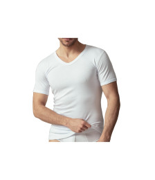 Bluoltremare 4 pezzi T-shirt mezza manica da uomo con scollo a V in cotone felpato colore bianco, nero e assortito